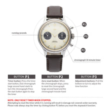 Load image into Gallery viewer, Seagull 1963 38mm|HKED ED63|Cream with Golden Hands|Sapphire or Acrylic Glass|Chronograph Watch