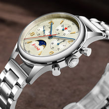 Load image into Gallery viewer, Seagull 1963 40mm | ST1908 Movement | Silver Stainless Steel Strap | Moon Phase Chronograph Watch