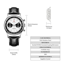 Load image into Gallery viewer, Seagull 1963|40mm Sapphire Glass Panda Dial | Black Stainless Steel Strap|Pilot Chronograph Watch