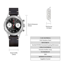 Load image into Gallery viewer, Seagull 1963|38mm Black Panda Dial|Sapphire Crystal|Acrylic Glass|Chronograph