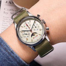 Load image into Gallery viewer, Seagull 1963 40mm | ST1908 Movement | Silver Stainless Steel Strap | Moon Phase Chronograph Watch