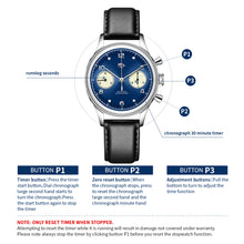 Load image into Gallery viewer, Seagull 1963 38mm|HKED ED63 Blue Panda Dial|Sapphire or Acrylic Glass|Chronograph Watch