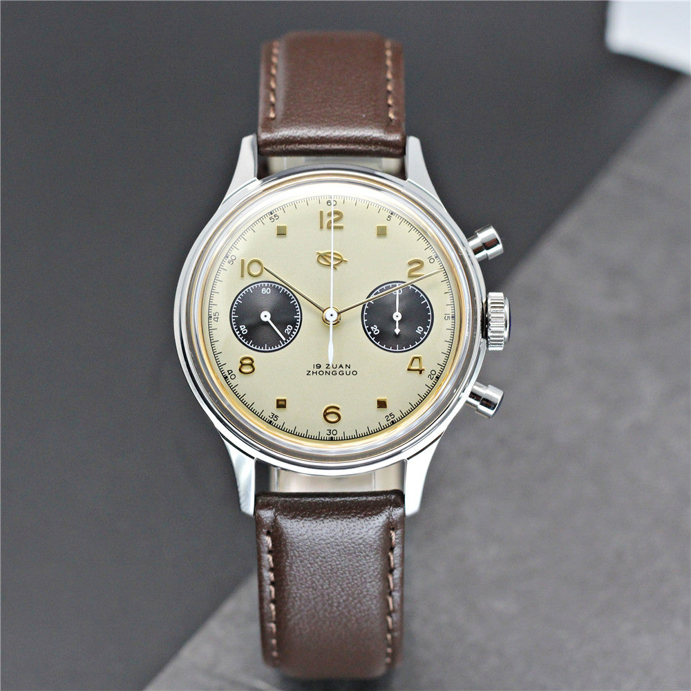 Seagull 1963 38mm｜HKED ED63｜Cream with Golden Hands｜Sapphire or Acrylic Glass｜Chronograph Watch